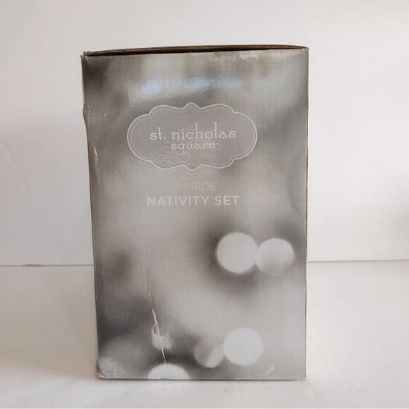 NIB St Nicholas Square 10 Piece Nativity Set Peace & Love Decor Kohls - Picture 4 of 7